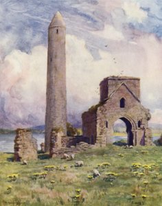 The Round Tower and Abbey, Devenish Isle by Alfred Heaton Cooper