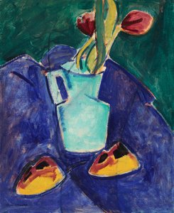 Tulips in a Green Vase