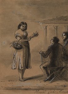 Girl Selling Flowers by Alfred Jacob Miller
