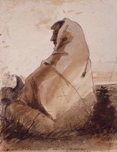 Indian Mourning over a Grave, Marked by a Buffalo Skull by Alfred Jacob Miller