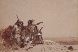 Kansas Indian Recounting to a Trapper, by Signs, the Migration of Buffalo, c.1837