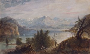 Lake, Wind River Chain of Mountains by Alfred Jacob Miller