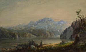 Lake and Mountain Scene by Alfred Jacob Miller