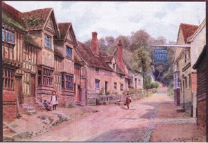 Houses formerly occupied by weavers, Kersey, Suffolk, from The Cottages and the Village Life of Rural England by Alfred Robert Quinton