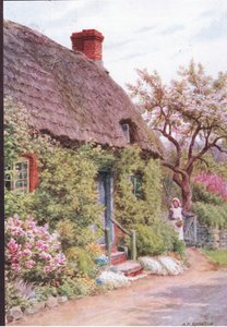 The Cottage Door, Elmley Castle, Worcester, from The Cottages and the Village Life of Rural England published by Dent & Sons Limited