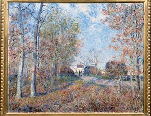 A corner of wood with Sablons or the road to the forest edge of Fontainebleau by Alfred Sisley