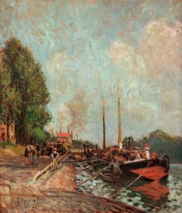 Barge in Billancourt by Alfred Sisley