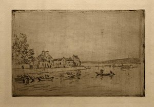 Banks of the Loing: The Six Moored Boats by Alfred Sisley