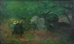The Painter Monet in the Forest of Fontainebleau by Alfred Sisley