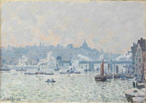 View of the Thames: Charing Cross Bridge, 1874 by Alfred Sisley