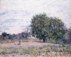 Walnut Trees, Effect of the Setting Sun - First Day of October by Alfred Sisley