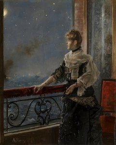 Moonlight (Au clair de la lune). Around 1885 by Alfred Emile Stevens