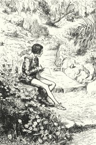 French potter Bernard Palissy watching lizards in the garden as a boy by Alfred Wallis Mills