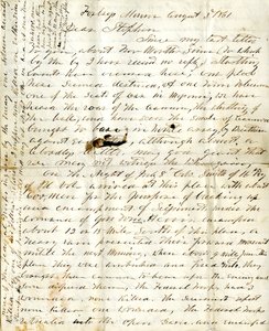 Letter [of Alfred Warner] to Stephen, August 3, 1861 by Alfred Warner
