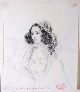 George Sand (1804-76) Wearing a Headscarf, 1833 by Alfred de Musset