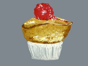 Golden Cherry Cupcake by Alice Straker