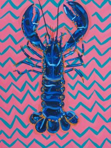 Vibrant Blue Lobster Chevron by Alice Straker