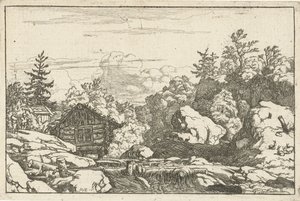 Landscape with Hut by Waterfall by Allaert van Everdingen