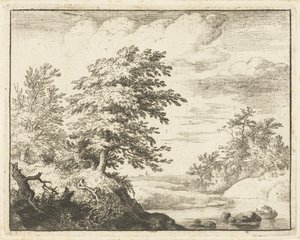 River Landscape with Rowboat by Allaert van Everdingen