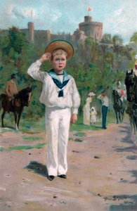 Edward, Prince of Wales, Saluting the Colours, 1902 by Allan Stewart