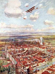 Lieutenant Rhodes-Moorhouse Flying Over Courtrai to Bomb the Railway by Allan Stewart