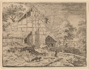 Cottage with Two Ladders by Allart van Everdingen