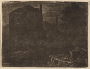 Nocturnal Landscape with House and Church Spire by Allart van Everdingen