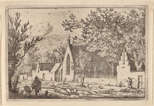 Swine Herd near a Chapel by Allart van Everdingen