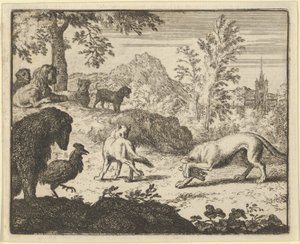 The Lion Allows a Fight Between the Wolf and Renard, 1650-75
