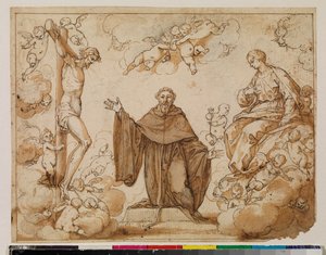 Saint Augustine hesitating between the blood of Christ and the milk of the Virgin Mary, recto, 17th century by Alonso Cano