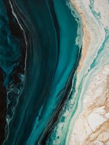 Fluid Teal Gold Marble