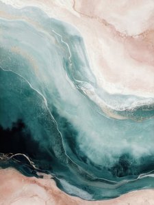Teal Pink Ocean Waves