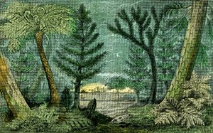 Prehistory, period of coal: Marecage and drill of the coal period by Alphonse Demarle