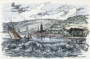 View of the mascaret of the Seine to Caudebec-en-Caux in the Seine Maritime, Normandie Engraving from 