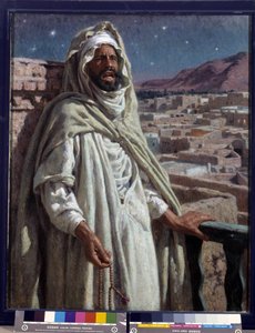 The muezzin, a member of the mosque calling for prayer