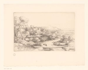 Landscape with Plank Over a River by Alphonse Legros (attributed to)