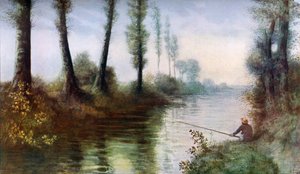 A Canal with a Fisherman, c1857-1911
