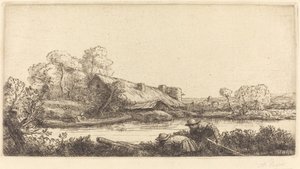 Farm along the River seen by Evening Light by Alphonse Legros