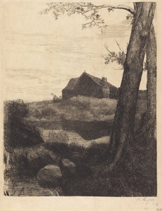 Farm with Large Tree by Alphonse Legros