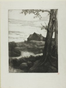 Farm with Large Tree by Alphonse Legros