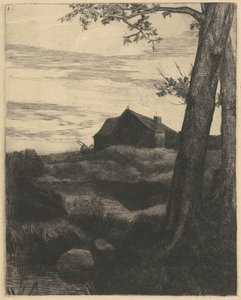 Farm with a Large Tree by Alphonse Legros