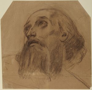 Head of Bearded Saint Looking Up by Alphonse Legros
