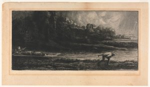The Landscape with the Boat by Alphonse Legros