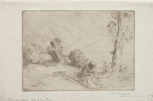 Peasant Near a Stone Fence by Alphonse Legros