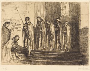 Procession Leaving a Church by Alphonse Legros