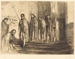 Procession Leaving a Church by Alphonse Legros