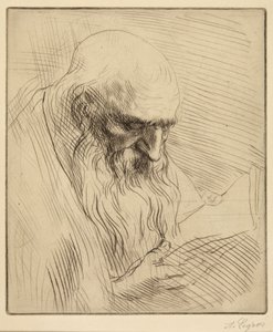 Study of Old Man Reading by Alphonse Legros