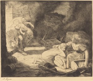 The Fire, 2nd plate by Alphonse Legros