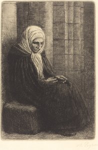Woman Seated Against a Wall, Child with His Head in Her Lap