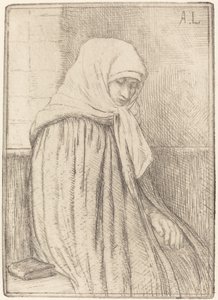 Young Peasant Seated in a Church by Alphonse Legros
